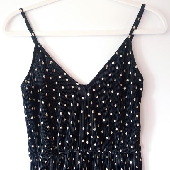 Topshop Size 4 Playsuit Jumpsuit Romper Shorts Plisse Polka Dot Black Spaghetti - Picture 2 of 8